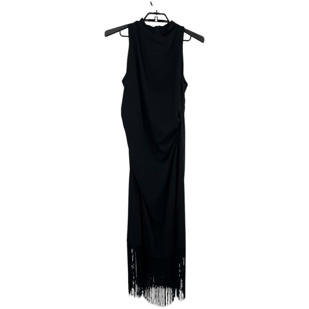 Parker Dress The Sofia fringe hem black size 14 DEFECT - Picture 2 of 8